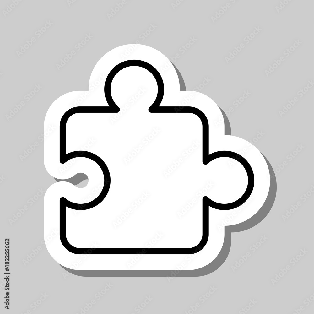 Puzzle vector simple icon. Flat desing. Sticker with shadow on gray background.ai Puzzle vector simple icon. Flat desing. Sticker with shadow on gray background.ai