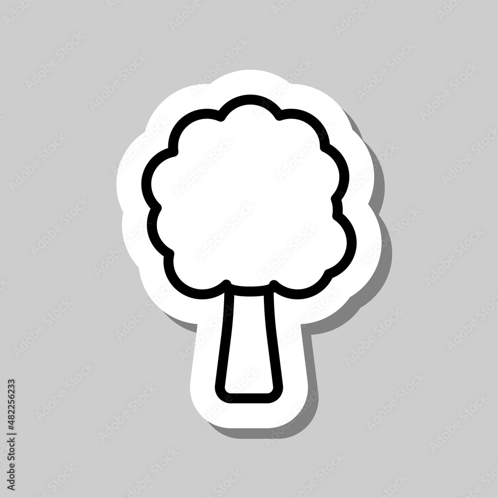 Tree simple icon vector. Flat desing. Sticker with shadow on gray background.ai Tree simple icon vector. Flat desing. Sticker with shadow on gray background.ai