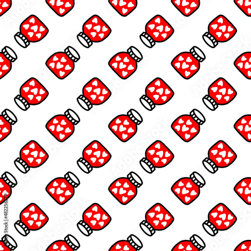 Seamless pattern of Jars with heart. Pattern for Valentines day