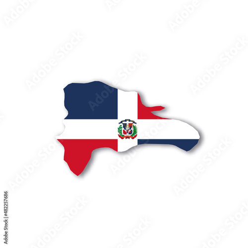 Dominican Republic national flag in a shape of country map