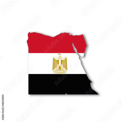 Egypt national flag in a shape of country map