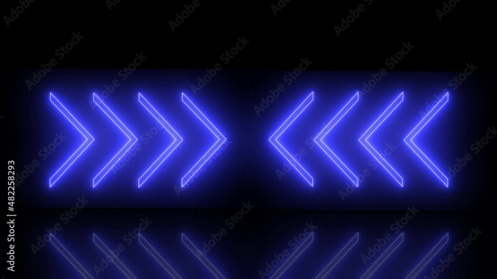 Video animation of glowing neon arrows in blue Video animation of glowing neon arrows in blue