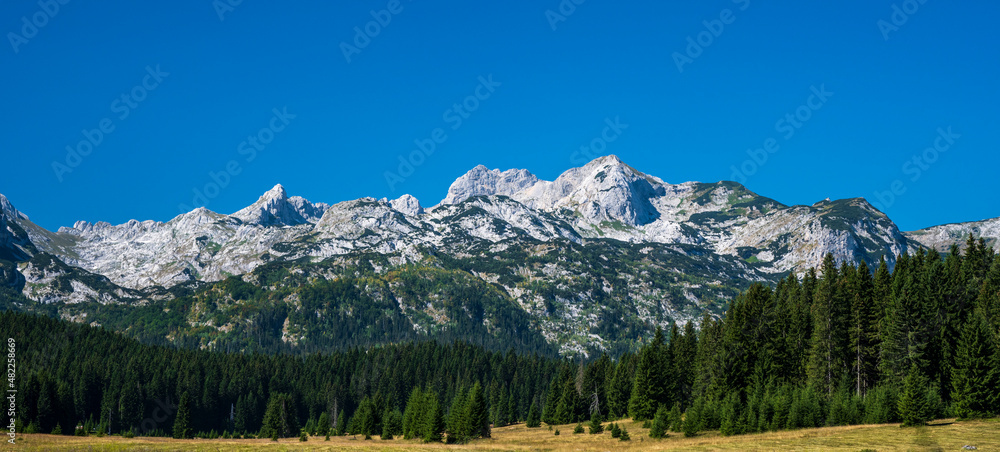  Beautiful mountain landscape. Panoramic view from mountains top.