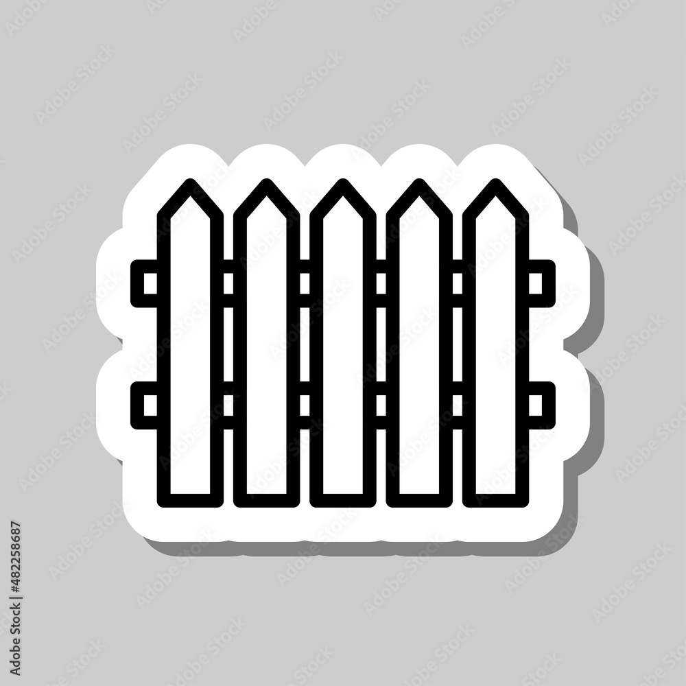 Fence simple icon. Flat desing. Sticker with shadow on gray background.ai Fence simple icon. Flat desing. Sticker with shadow on gray background.ai
