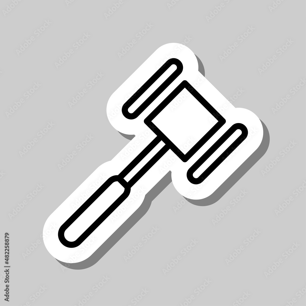 Hammer simple icon. Flat desing. Sticker with shadow on gray background.ai Hammer simple icon. Flat desing. Sticker with shadow on gray background.ai