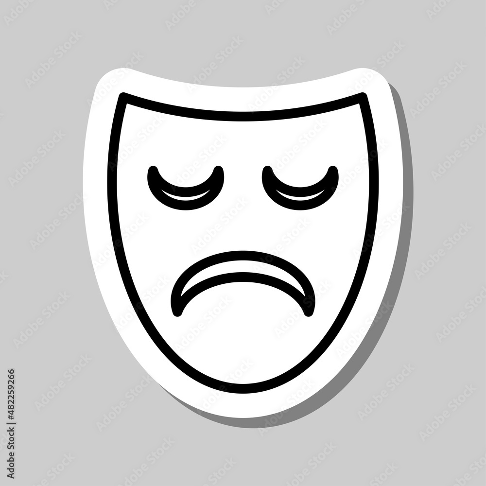 Mask simple vector icon. Flat desing. Sticker with shadow on gray background.ai Mask simple vector icon. Flat desing. Sticker with shadow on gray background.ai