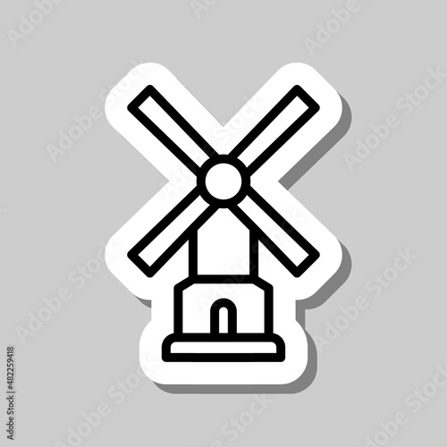 Mill simple icon. Flat desing. Sticker with shadow on gray background.ai