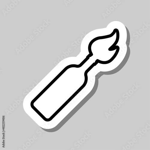 Molotov cocktail simple icon. Flat desing. Sticker with shadow on gray background.ai