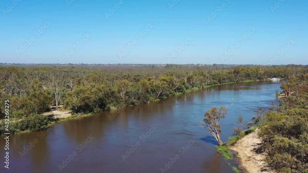 Murray river watercourse in plains of Riverina agriculture region – aerial 4k.
Murray river watercourse in plains of Riverina agriculture region – aerial 4k.
