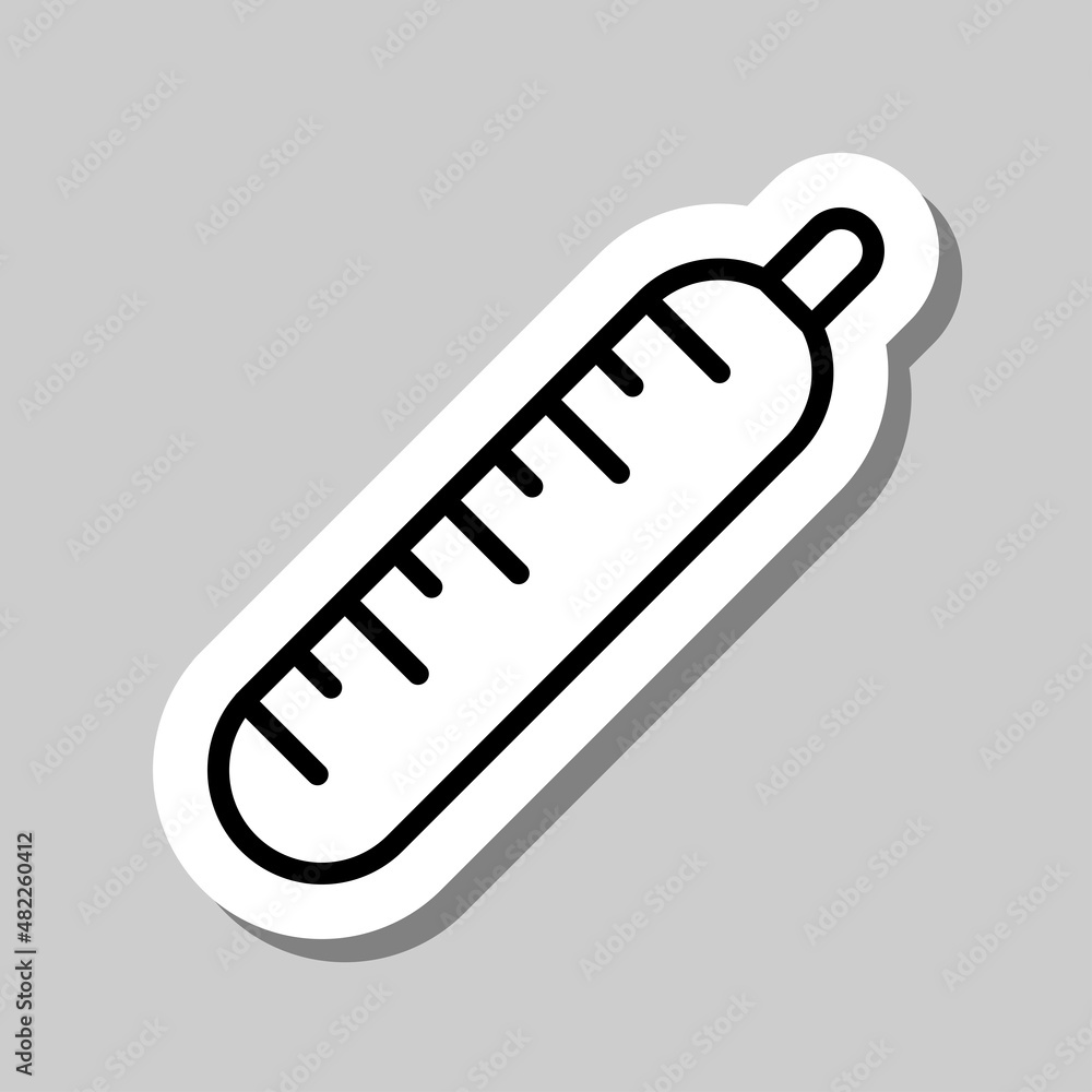 Thermometer simple icon vector. Flat desing. Sticker with shadow on gray background.ai Thermometer simple icon vector. Flat desing. Sticker with shadow on gray background.ai