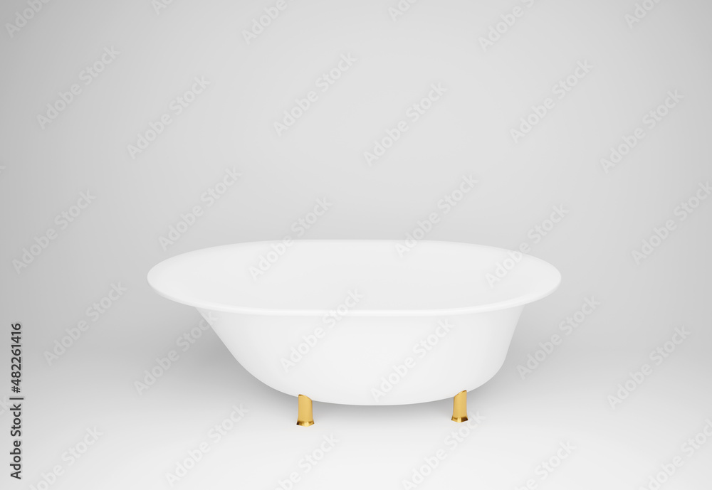 Realistic empty white bath on white isolated background. 3d rendering illustration. Realistic empty white bath on white isolated background. 3d rendering illustration.