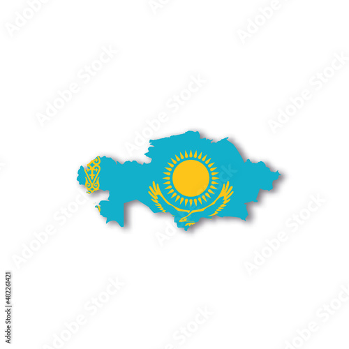 Kazakhstan national flag in a shape of country map