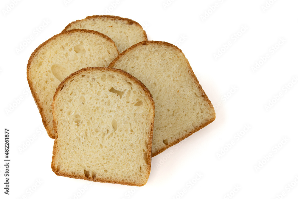 slices of bread isolated on white background, top view slices of bread isolated on white background, top view