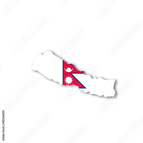 Nepal national flag in a shape of country map