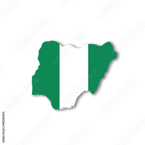 Nigeria national flag in a shape of country map