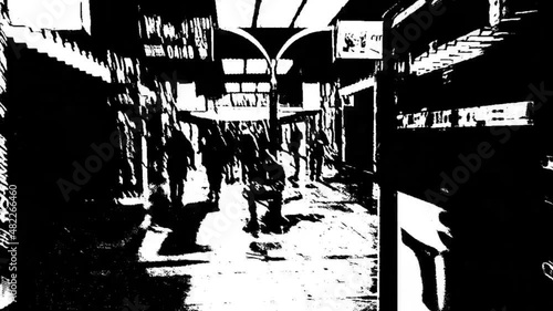 Wallpaper Mural People on a subway. Glitch effect. Movement, street art. Video art. Torontodigital.ca