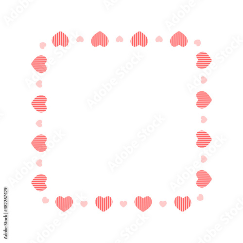 Square frame with hearts. Template for Valentine day invitation card, photo, picture, banner. Vector flat illustration isolated on white background.