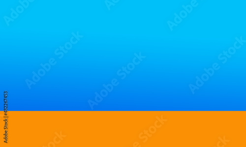 blue gradient background with orange squares below