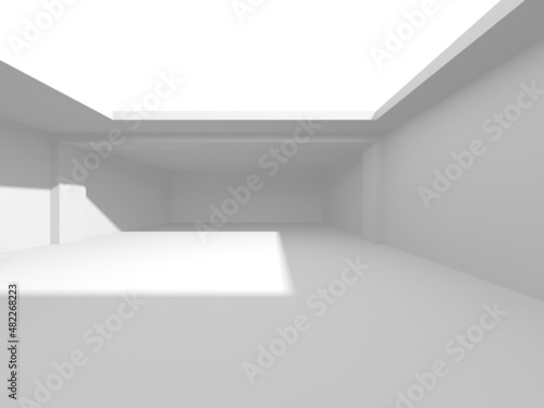 Illuminated corridor interior design. Empty Room Interior Background