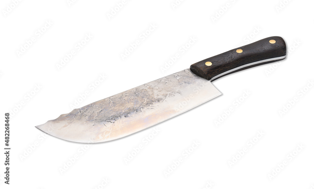 large meat and fish knife with wooden handle isolated on white background large meat and fish knife with wooden handle isolated on white background