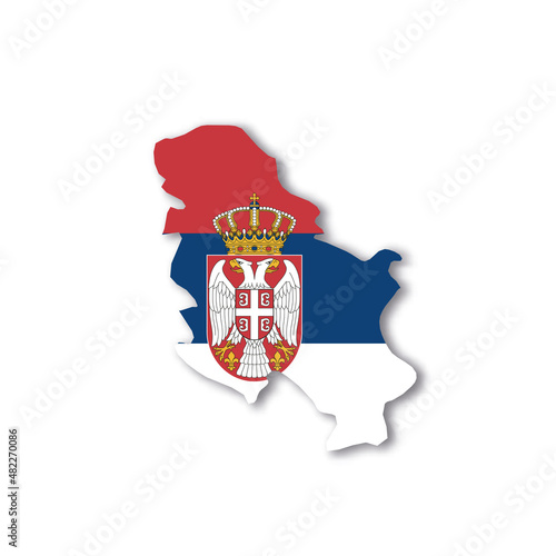 Serbia national flag in a shape of country map
