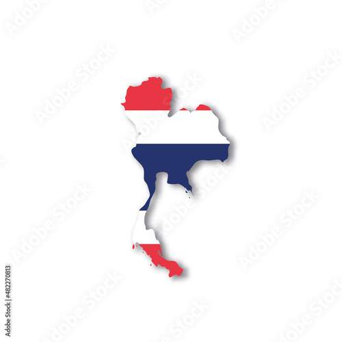 Thailand national flag in a shape of country map