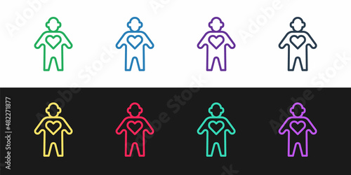 Set line Volunteer icon isolated on black and white background. Vector