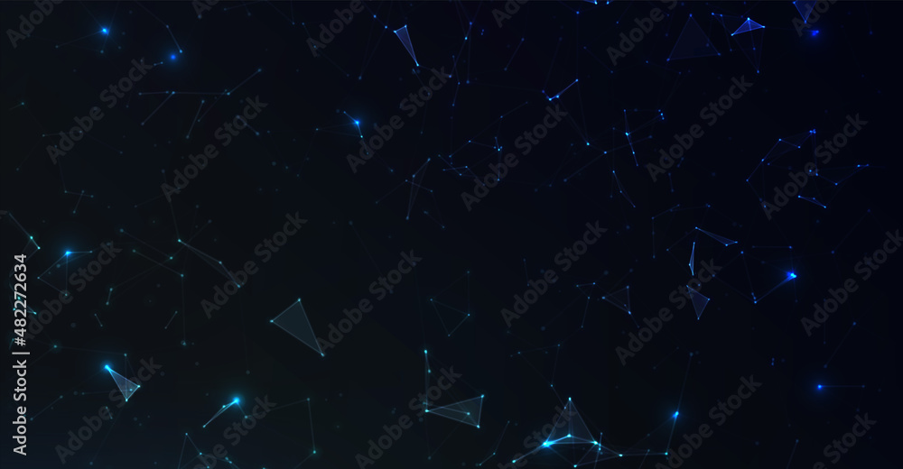Fototapeta premium Abstract digital technology background with polygonal shapes, connecting dots and lines. Connection structure. Big data visualization
