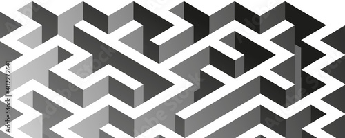 Vector 3D labyrinth on white background. Success, strategy or solution concept
