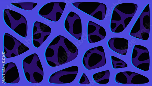 Abstract voronoi blocks cell pattern. 3D geometric vector background design
