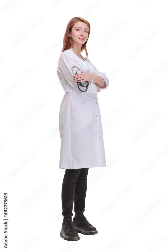 Young smiling woman doctor with arms crossed looking at the camera Young smiling woman doctor with arms crossed looking at the camera