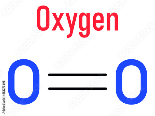 Elemental oxygen. O2 molecule. Skeletal formula.