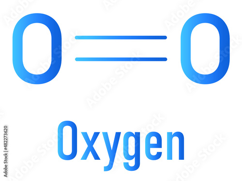 Elemental oxygen. O2 molecule. Skeletal formula.