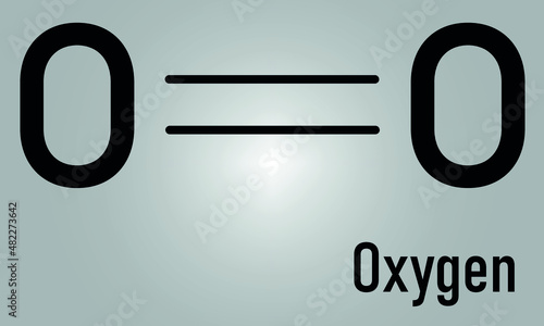 Elemental oxygen. O2 molecule. Skeletal formula.