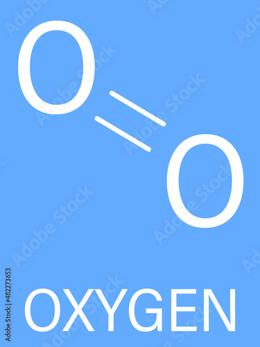 Elemental oxygen. O2 molecule. Skeletal formula.