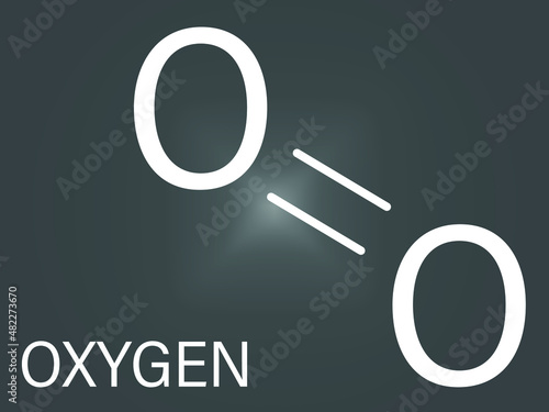 Elemental oxygen. O2 molecule. Skeletal formula.