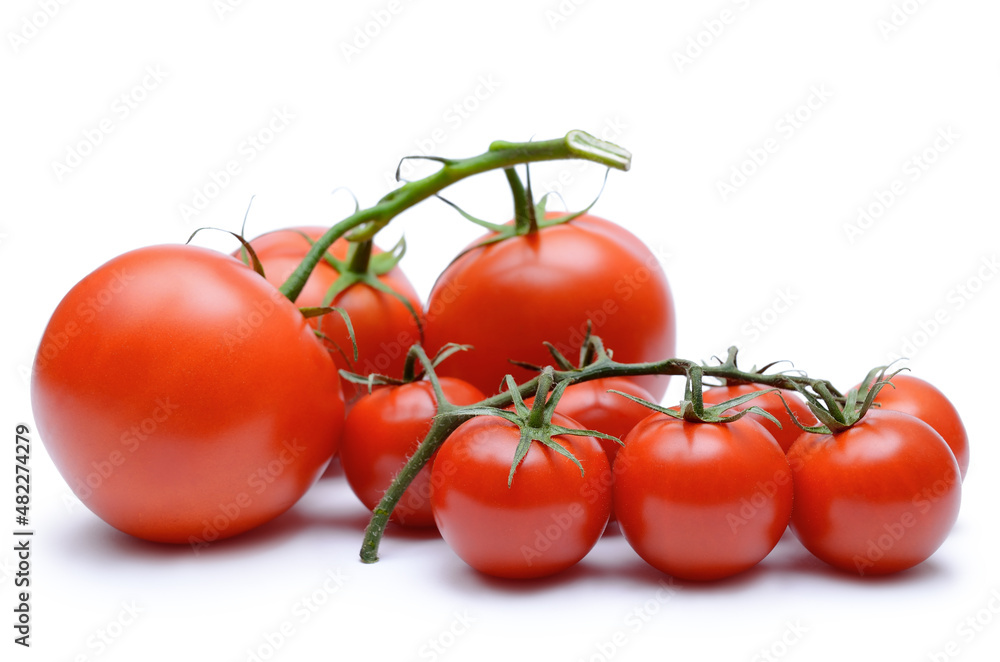 Red, ripe tomatoes isolated on white background