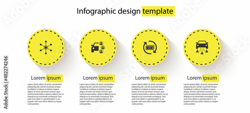 Set Network, Car sharing, Refund money and . Business infographic template. Vector