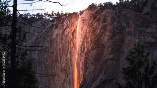 Yosemite Firefall at Sunset 4K Slider Shot photo