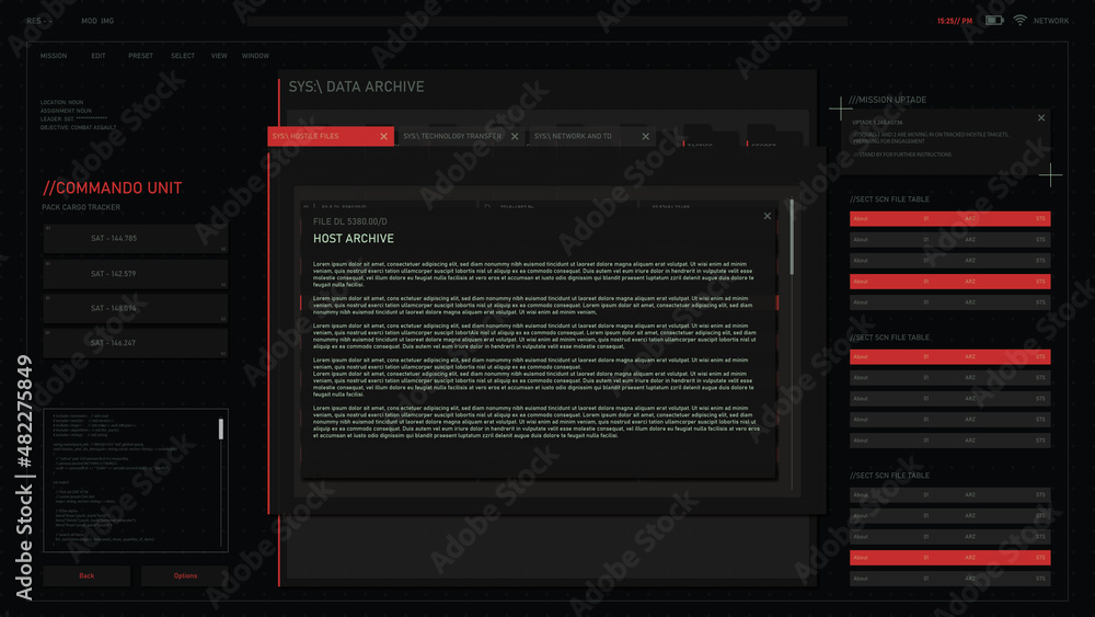 Military HUD Open Files Interface Stock Vector | Adobe Stock
