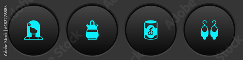Set Spanish woman, Sangria pitcher, Olives in can and Earrings icon. Vector