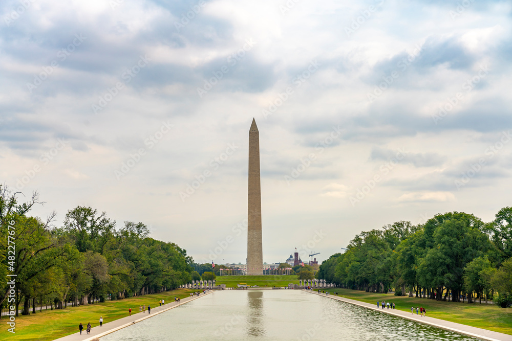 The Washington Monument is an obelisk on the National Mall in Washington, D.C., built to commemorate George Washington, once commander-in-chief of the Continental Army and the first president.