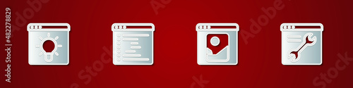 Set Browser window, Photo retouching and setting icon. Vector