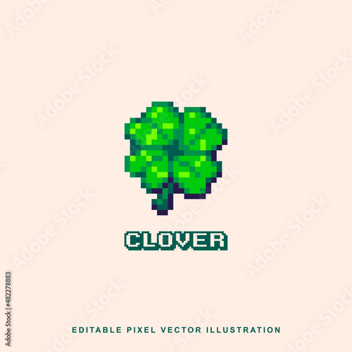 Pixel clover icon vector illustration for video game asset, motion graphic and others