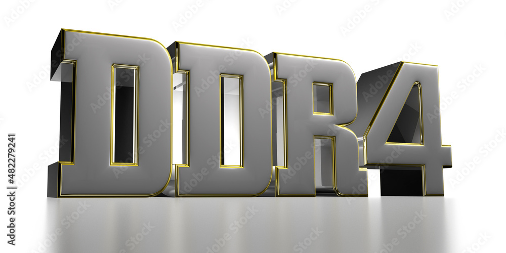 DDR4 stainless steel gold rim 3D illustration on white background with clipping path. DDR4 stainless steel gold rim 3D illustration on white background with clipping path.