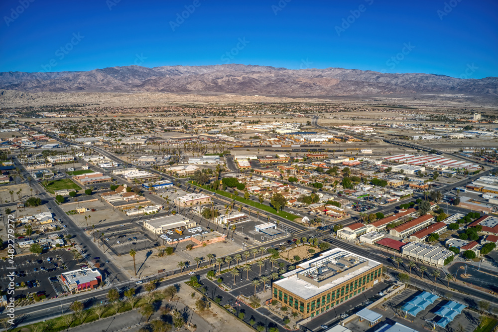 Naklejka premium Aerial View of Downtown Indio, California