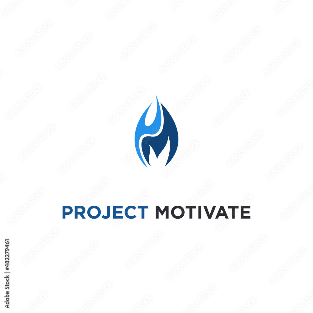 PROJECT MOTIVATION LOGO WITH FIRE SYMBOLS FROM LETTERS P AND M PROJECT MOTIVATION LOGO WITH FIRE SYMBOLS FROM LETTERS P AND M