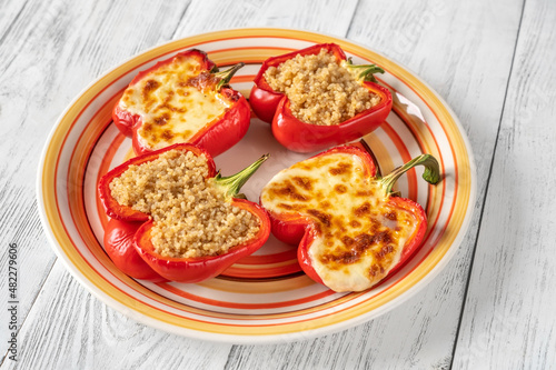 Quinoa and Cheese stuffed red bell peppers