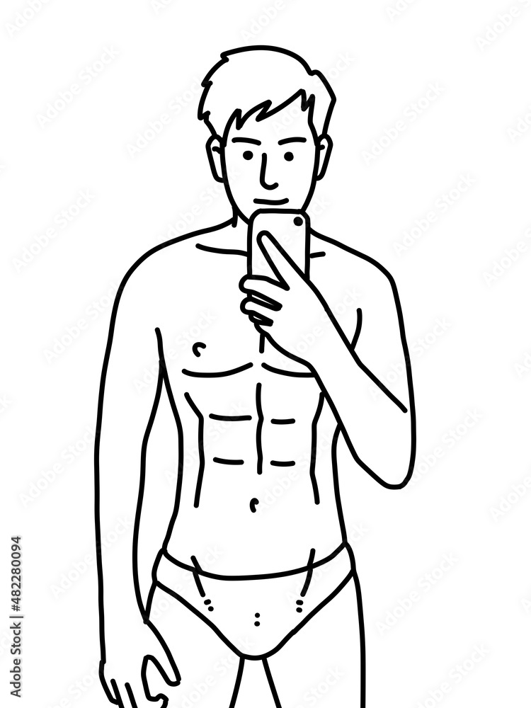 Fototapeta premium black and white of man cartoon for coloring