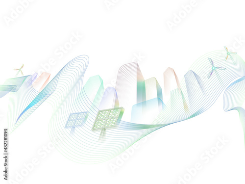 Curve Wavy Line life 5 with ECO element shows the environmental protection vector illustration graphic EPS10